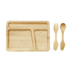 ACACIA 木製餐盤嚕嚕米餐具組, 單色, 餐盤+湯匙+叉子
