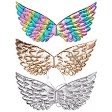 LivingDA 角色扮演專用海綿天使翅膀組 3入, 彩虹，金，銀, 1套