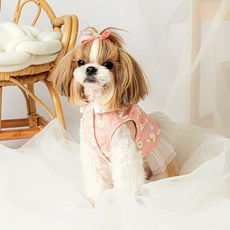 雛菊寵物胸背帶T恤, 粉紅色