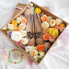 Atirshop仿真花鞋盒斜線型 桃色黃色+備忘錄, 混色