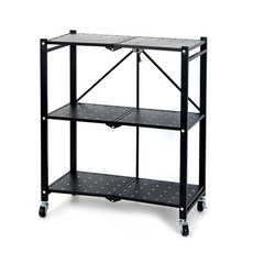 리빙해피 파브 이동 접이식 철제 선반, 블랙, 3단