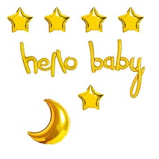 베이비샤워 장식 별달꿈 헬로베이비 세트, 골드, 1세트