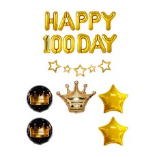 百日派對裝飾皇冠 HAPPY 100DAY 套組, 金色, 1套