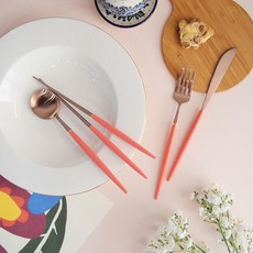 에펠 보겐 1인 커트러리세트, 로즈골드, 디너스푼 + 젓가락 + 포크 + 나이프