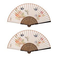 고급 초충도 접부채, 나비꽃, 2개