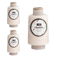 yarna 샤블리 콘사 뜨개실 100g, 102 화이트크림, 3개