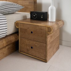 포메리트 원목 옥타곤 2단 협탁, 고무나무, 1개