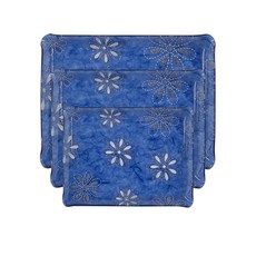 長方形壓克力托盤 3入, 深藍色