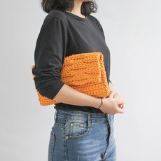 波浪針織手拿包DIY組, 1套, 49黃橙