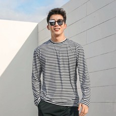 Funhan Couple Tube Tree Over 寬鬆版型條紋皮疹防護上衣 A6210, 白色的