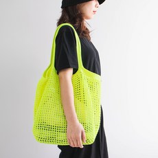 沙灘針織網袋DIY套組, 1套, 741 霓虹檸檬