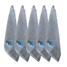 鯊魚圖案擦毛巾, 5入, 藍色