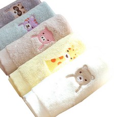 動物刺繡毛巾, 隨機出貨, 5入