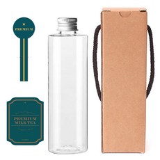 透明PET瓶 250ml AC250+鋁製C瓶蓋 銀色+瓶身標籤 皇家綠奶茶S+瓶蓋封口標籤+盒子, 10組