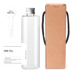 透明PET瓶 250ml AC250+鋁製C瓶蓋 銀色+瓶身標籤 古典奶茶+瓶蓋封口標籤+盒子, 10組