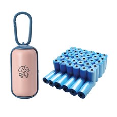 Meongyang 寵物掀蓋式便便袋盒 + 便便袋 720入 + 隨機贈送 15入, 便便袋盒(粉藍色), 便便袋(藍色), 1套, 735入