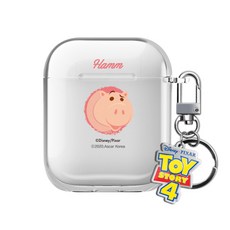 TOY STORY 玩具總動員 玩具總動員4 AirPods1/2透明耳機保護殼+鑰匙圈, 單品, 玩具總動員 火腿