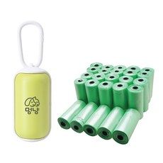 Meongyang 寵物開關式便便袋盒 + 便便袋 500入 + 隨機出貨 15入, 便便袋盒(綠白色), 便便袋(綠色), 1套