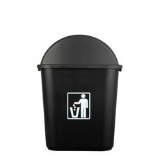 簡約風格搖蓋式垃圾桶 30L, 苗條的黑色, 1個