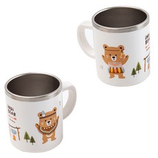 iNDi BEAR 不鏽鋼印花把手杯 2入, 混色