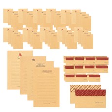 滿懷心意字句牛皮紙4種信紙 48張+信封 24個組, 混色, 1套