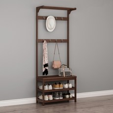 가팡 원목 현관 다목적 옷걸이 행거 600, 월넛