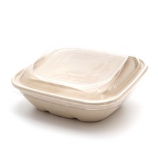 PACKAGE HERO 紙漿沙拉包裝飯盒 750ml + 蓋子套裝, 100組, 1入