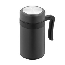 簡約手把保溫瓶, 黑色, 450ml, 1個