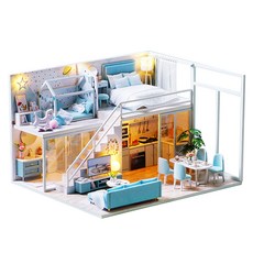 Oktapkidult 屋頂複式 DIY 微型頂層公寓製作藍色, 藍色