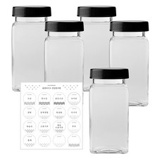 Home&Life 方形香草拉格調味罐套組 300ml 5入 + 圓點貼紙