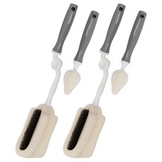 BABY&I Clean 旋轉奶瓶刷 2p + 奶嘴刷 2p 套組, 1套, 灰色