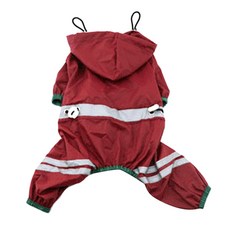블럭마트 반려동물 반사 스트라이프 비옷, 레드, 1개