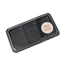 3格外帶盒 GS-59-2 100入+圓形韓文貼紙 淺棕色 50入+巧克力色 50入, 1組