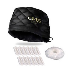 CNS WORLD 專業用電熱護髮帽 特大 + 塑膠髮帽 50p 套組, WH-1, 混合色
