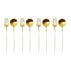 Cutipol Goa 白金甜點 2 件裝 4 件套, 1組, 叉子*4入+湯匙*4入
