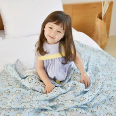 ahtty blanc 兒童人造絲涼感被, Blue Penguin 藍色企鵝, 1條