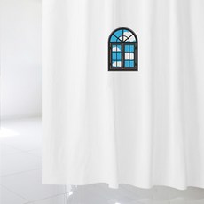 Design Soopul 浴簾 藍色窗戶 1800 x 1880 mm + 不鏽鋼掛環, 1套