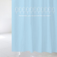 디자인수풀 浴簾 冰淇淋 03 1800 x 1880 mm + 不鏽鋼掛環, 1套