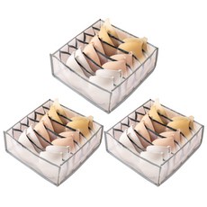 Marketpio 網眼內衣整理盒 6格, 3個, 灰色