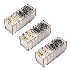 Marketpio 網眼內衣整理盒 7格, 灰色, 3個