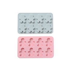 OWEN 薑餅造型製冰模具2件組, 藍色, 粉色, 1入