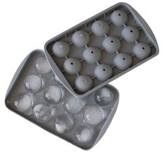 糖果色矽膠12格圓球製冰盒, 灰色, 1組
