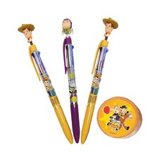 迪士尼玩具總動員 3 色圓珠筆 0.5mm 3 種 + 膠帶套裝, 胡迪*2支+巴斯光年*1支+紙膠帶隨機出貨, 1組