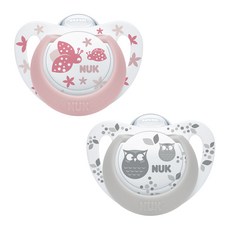 NUK New Genius 奶嘴, 0~6個月, 粉色+白色, 1組