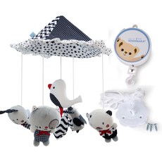 KOOMNARA 可愛黑白床邊音樂鈴+手動音樂盒, 混色