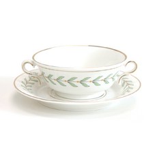 舒適桌葉圖案雙手湯碗套組, 綠色, 1套