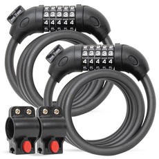 NOSBIKE 5段式自行車密碼鎖 NB-060+專用支架, 2組, 黑色
