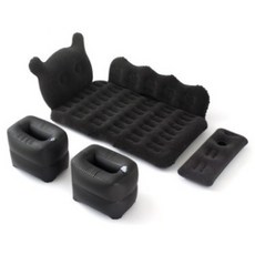 차박 자동차 헤드 및 측면 쿠션 일체형 캠핑 에어매트 + 숏블록 2p 세트, 블랙, 1세트