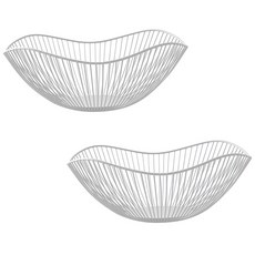 Market Pio 北歐風格鐵製水果籃 2入, 款式8 白色, 2個