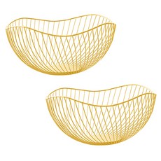 Market Pio 北歐風格鐵製籃子 2入, 款式6 金色, 2個